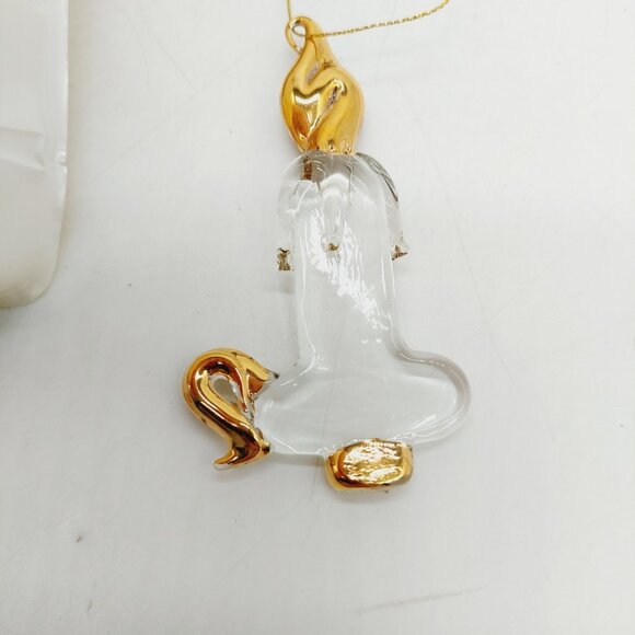 Holiday Living Ornaments Spun Glass Clear & Gold Candles & Trees Set Of 6 - Picture 3 of 8